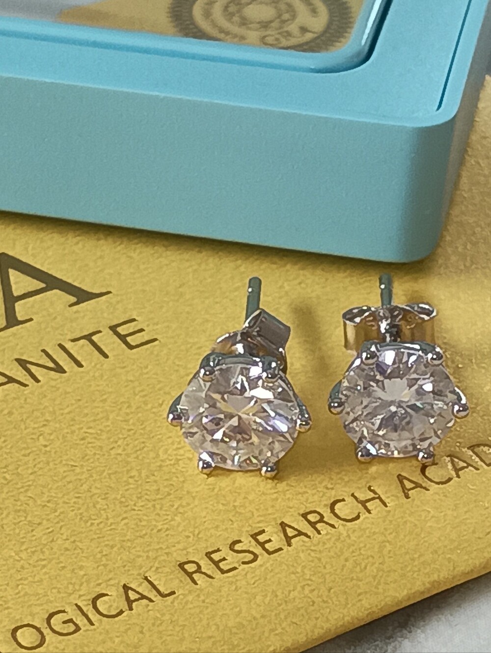 2CT Moissanite Prong Studs Earrings Real 925 Silver 18k G/P GRA Certificate